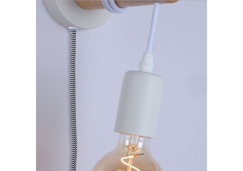 Lampe murale en bois avec interrupteur et prise "MILA" - LM135-EU-B - Barcelona LED