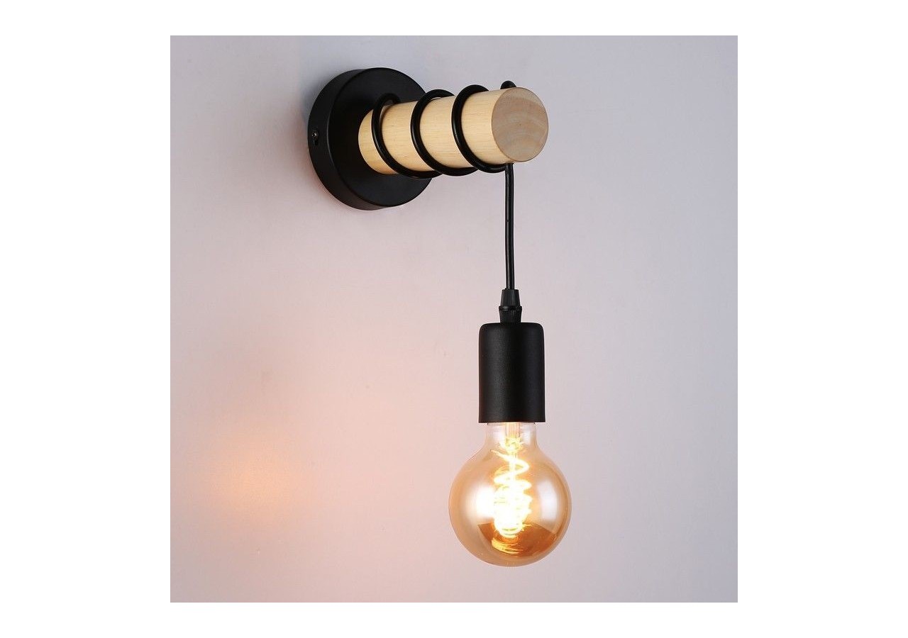 Lampe murale rustique en bois "MILA" - LM135-N - Barcelona LED