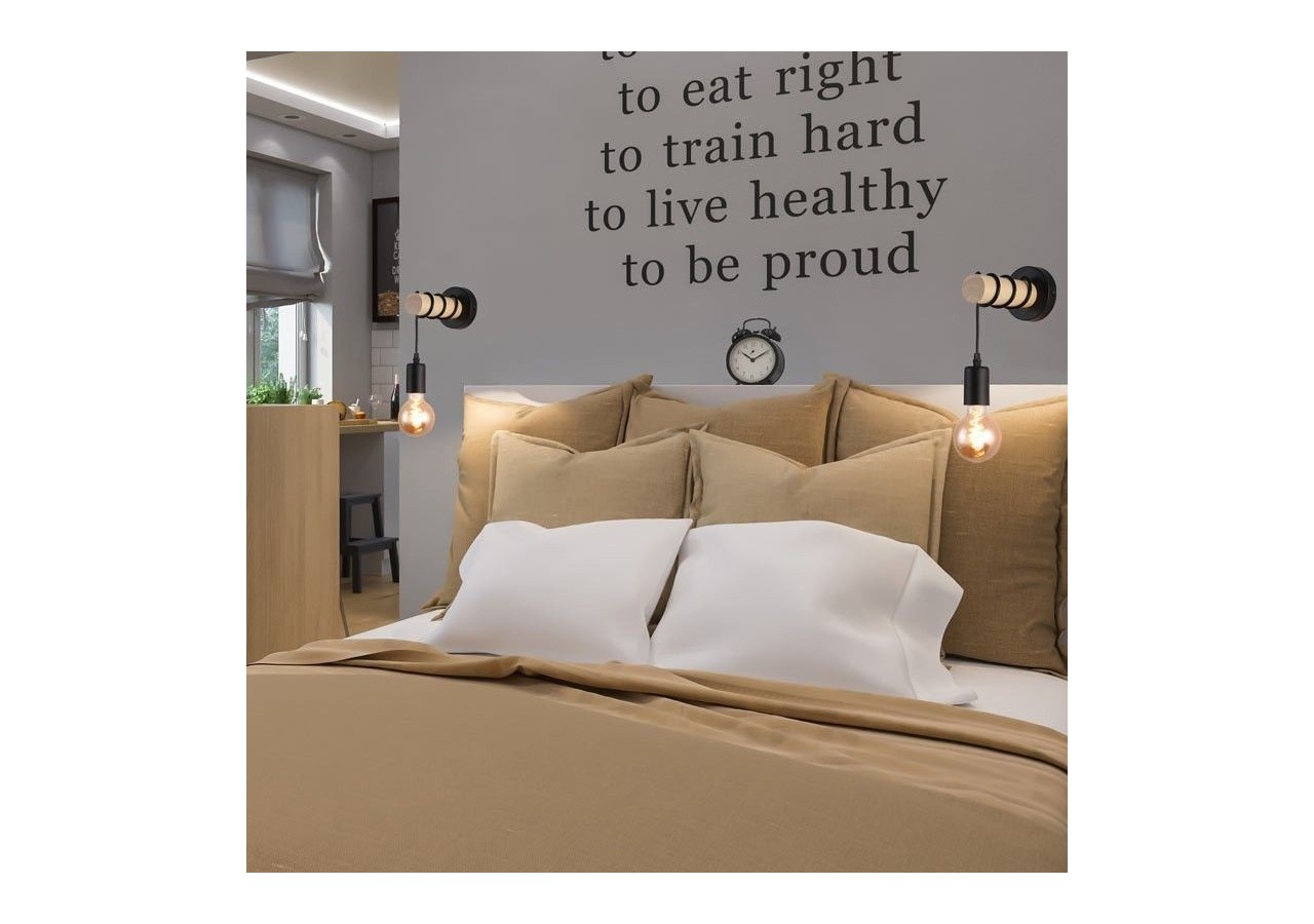 Lampe murale rustique en bois "MILA" - LM135-N - Barcelona LED