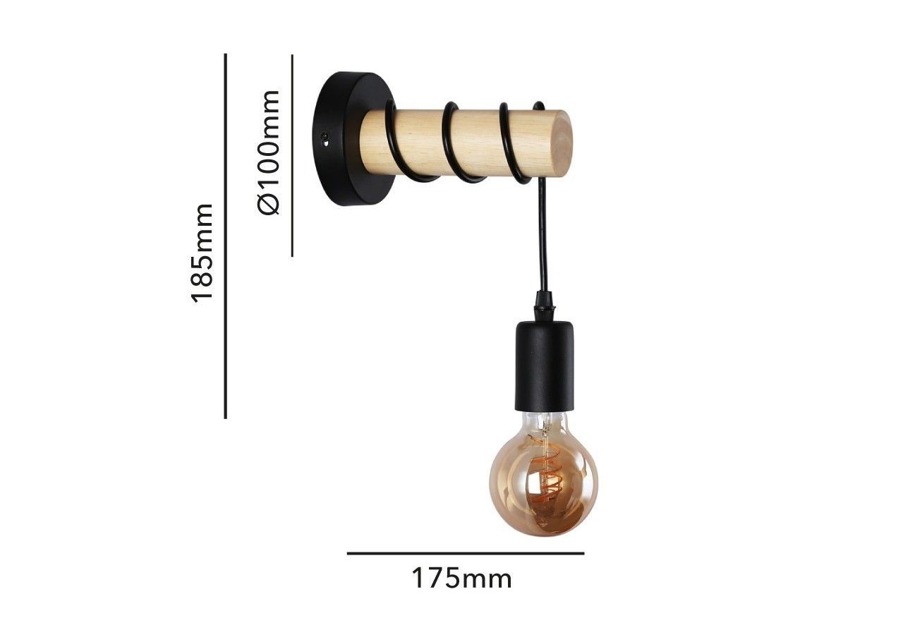 Lampe murale rustique en bois "MILA" - LM135-N - Barcelona LED