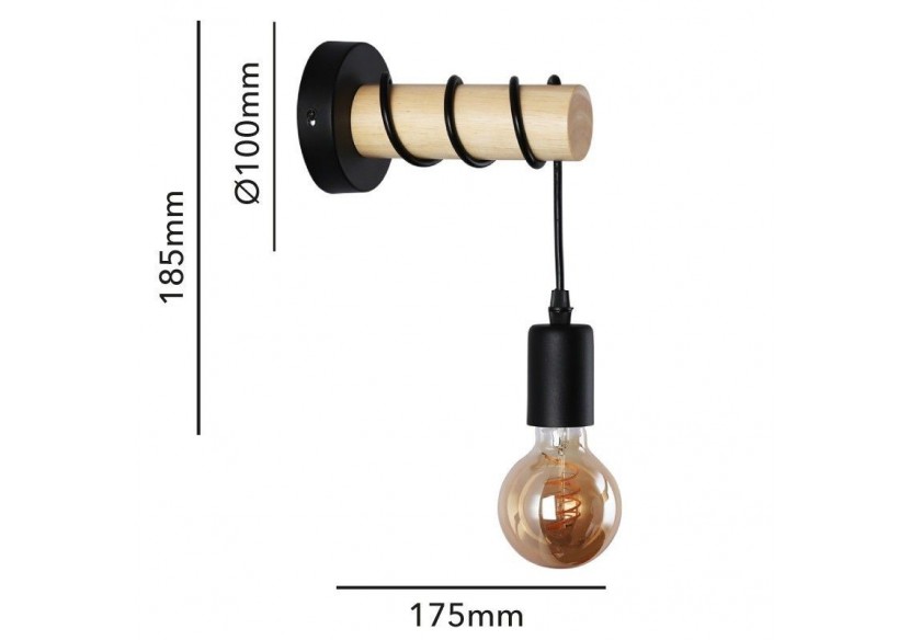 Lampe murale rustique en bois "MILA" - LM135-N - Barcelona LED