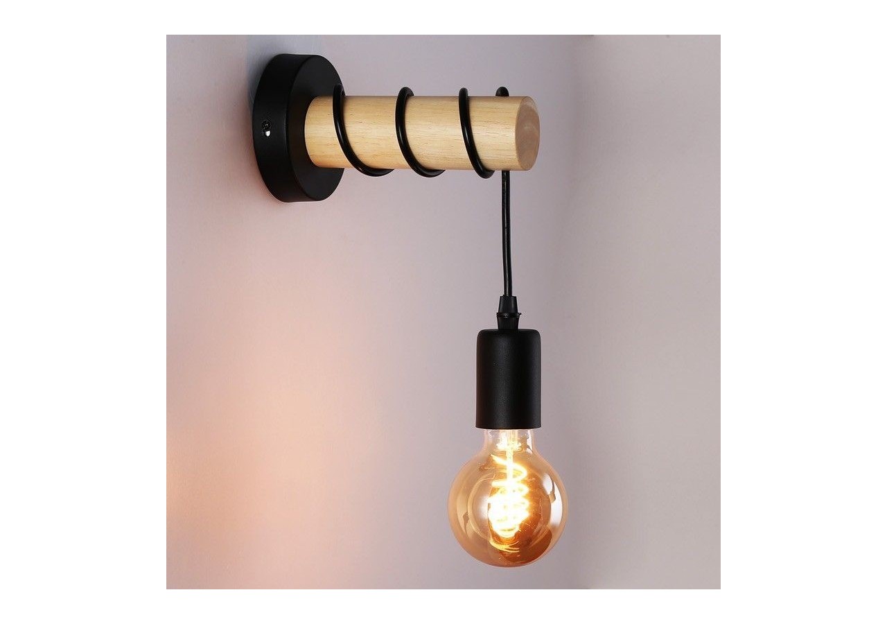 Lampe murale rustique en bois "MILA" - LM135-N - Barcelona LED