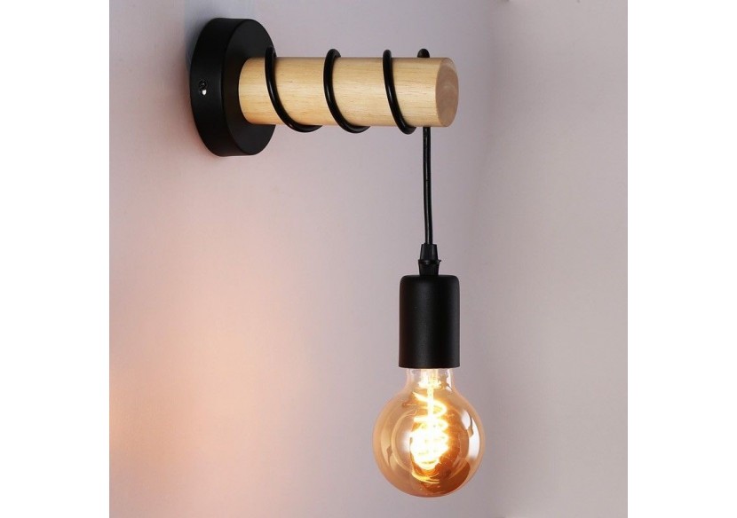 Lampe murale rustique en bois "MILA" - LM135-N - Barcelona LED