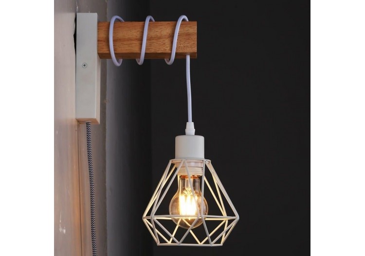 Lampe murale cage avec interrupteur et prise "RODEN" - LM133-EU-B - Barcelona LED 2