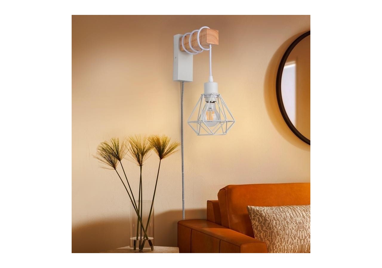 Lampe murale cage avec interrupteur et prise "RODEN" - LM133-EU-B - Barcelona LED