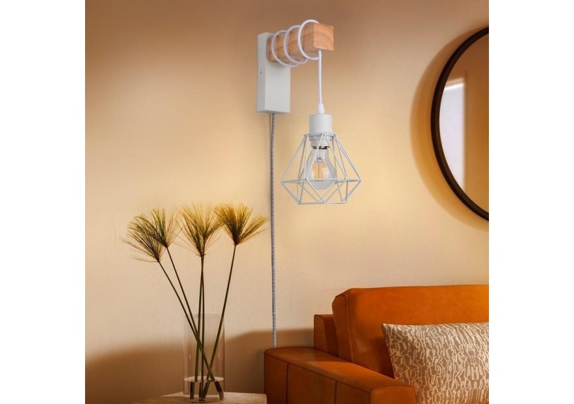 Lampe murale cage avec interrupteur et prise "RODEN" - LM133-EU-B - Barcelona LED