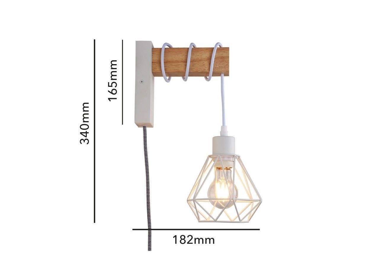 Lampe murale cage avec interrupteur et prise "RODEN" - LM133-EU-B - Barcelona LED