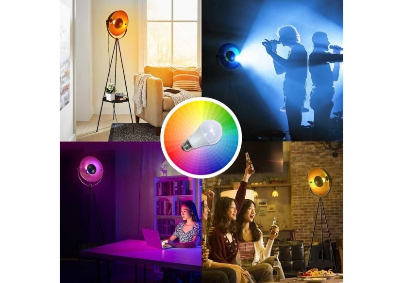 Lampadaire vintage avec trépied "Galilen" + Ampoule RGBW 10W et télécommande - LV428-RGB - Barcelona LED