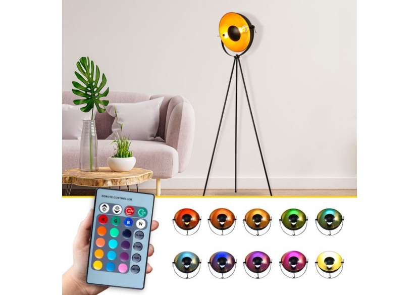 Lampadaire vintage avec trépied "Galilen" + Ampoule RGBW 10W et télécommande - LV428-RGB - Barcelona LED