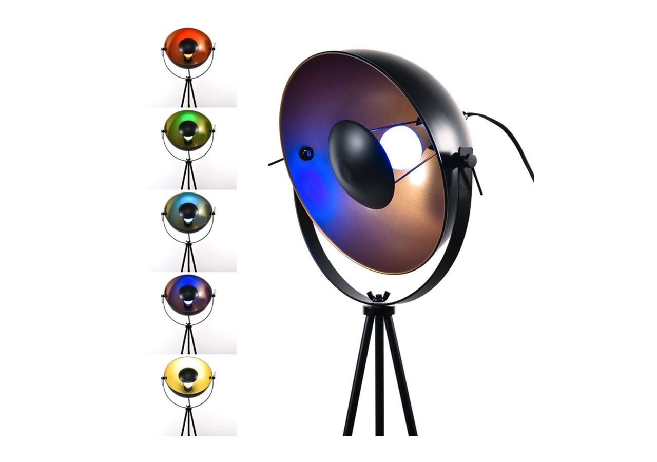 Lampadaire vintage avec trépied "Galilen" + Ampoule RGBW 10W et télécommande - LV428-RGB - Barcelona LED