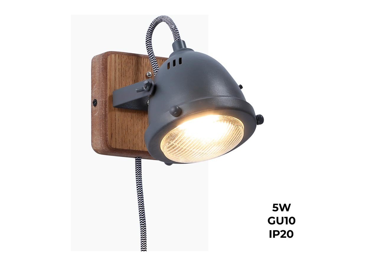 Applique murale avec prise et interrupteur "MOTT" - LV140-G-EU - Barcelona LED