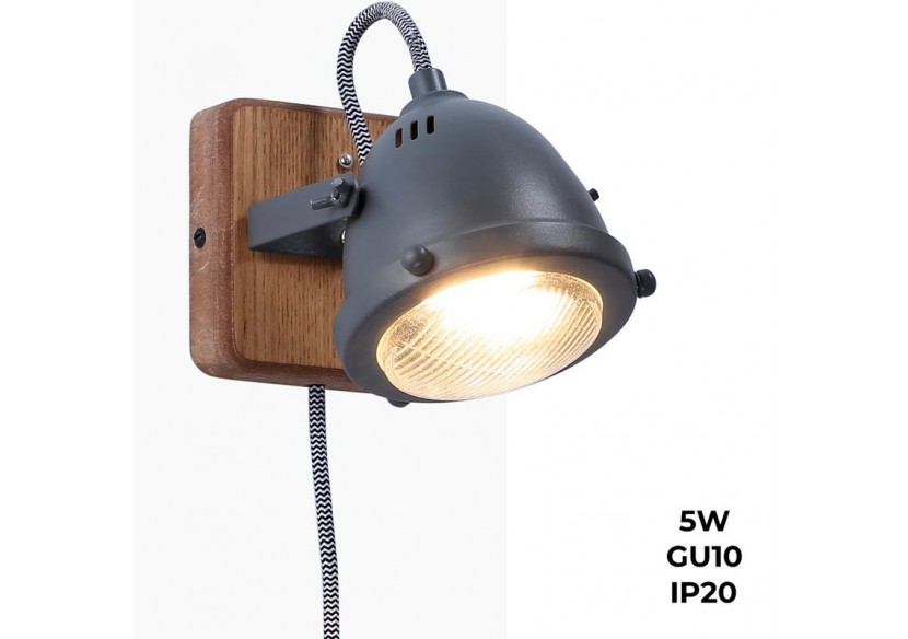 Applique murale avec prise et interrupteur "MOTT" - LV140-G-EU - Barcelona LED