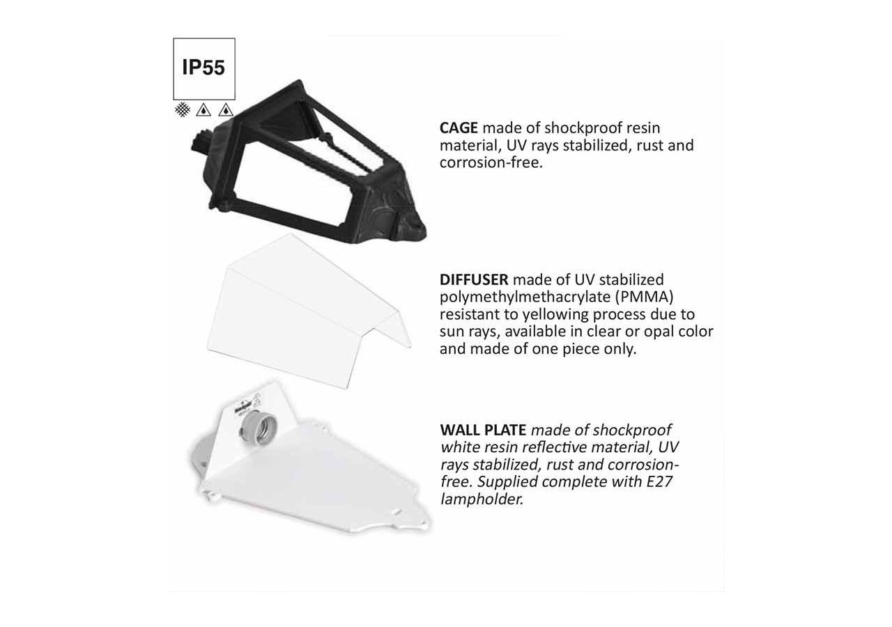 Demi-lanterne murale "Iesse" diffuseur opaque E27 IP55 - M22.000.000.WYE27 - Barcelona LED