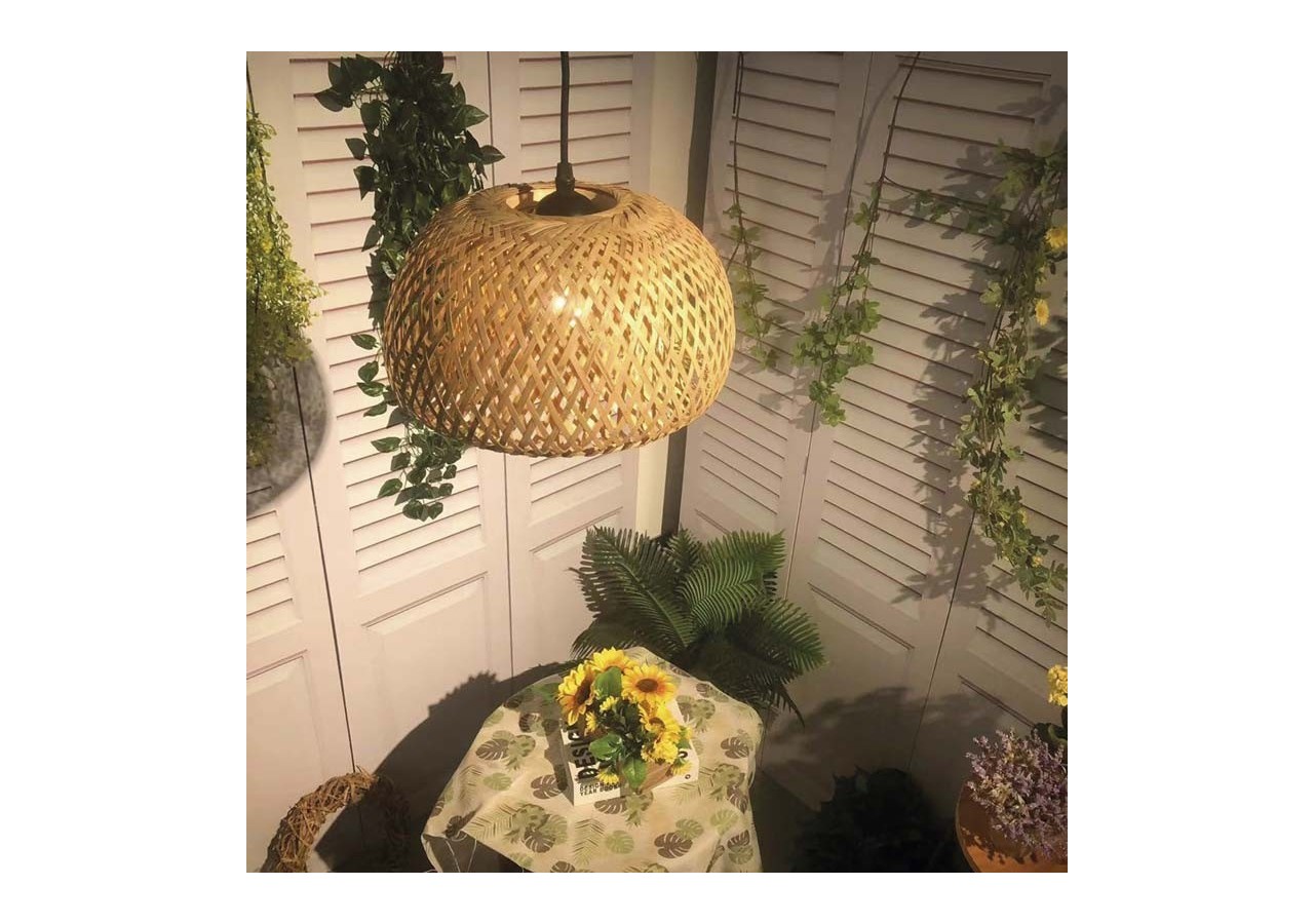 Suspension en osier avec câble et prise "Yonna" - LM143-C - Barcelona LED