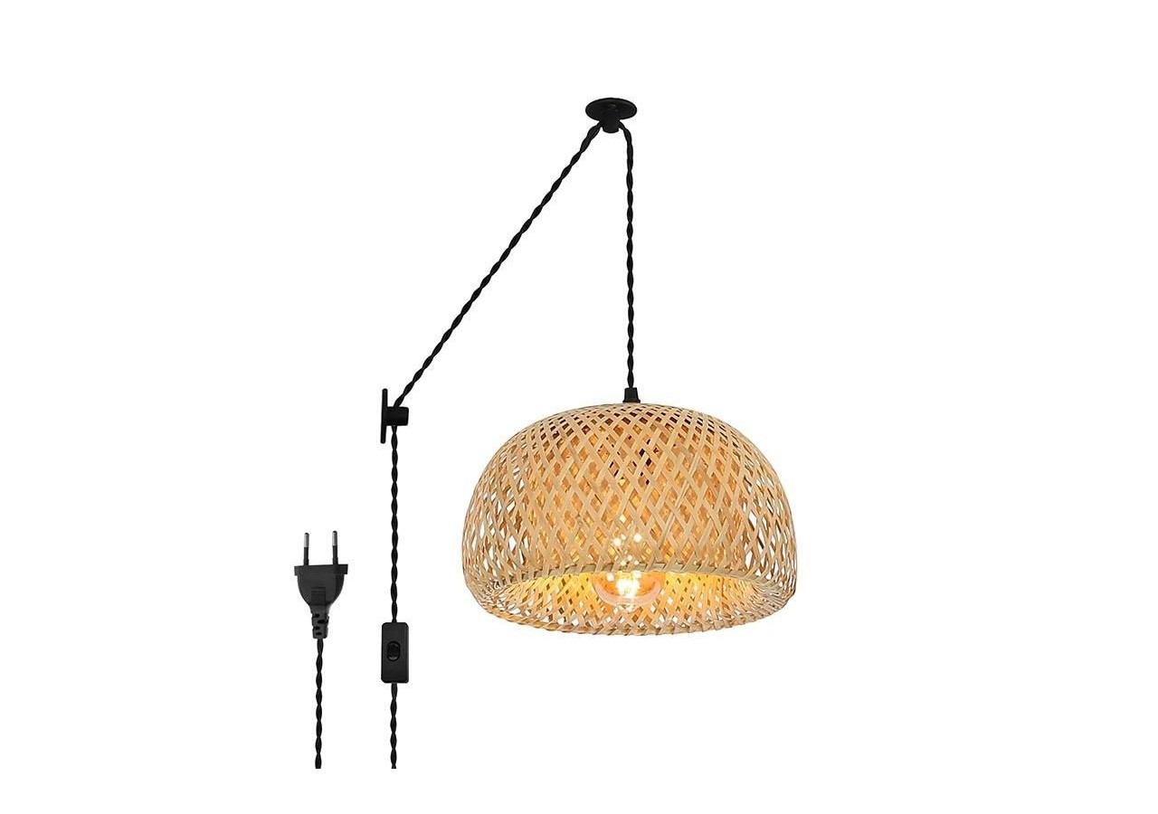 Suspension en osier avec câble et prise "Yonna" - LM143-C - Barcelona LED