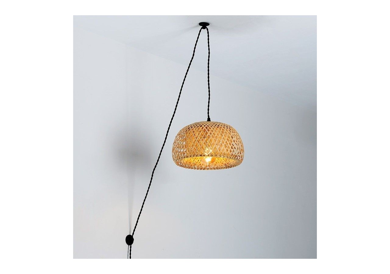 Suspension en osier avec câble et prise "Yonna" - LM143-C - Barcelona LED
