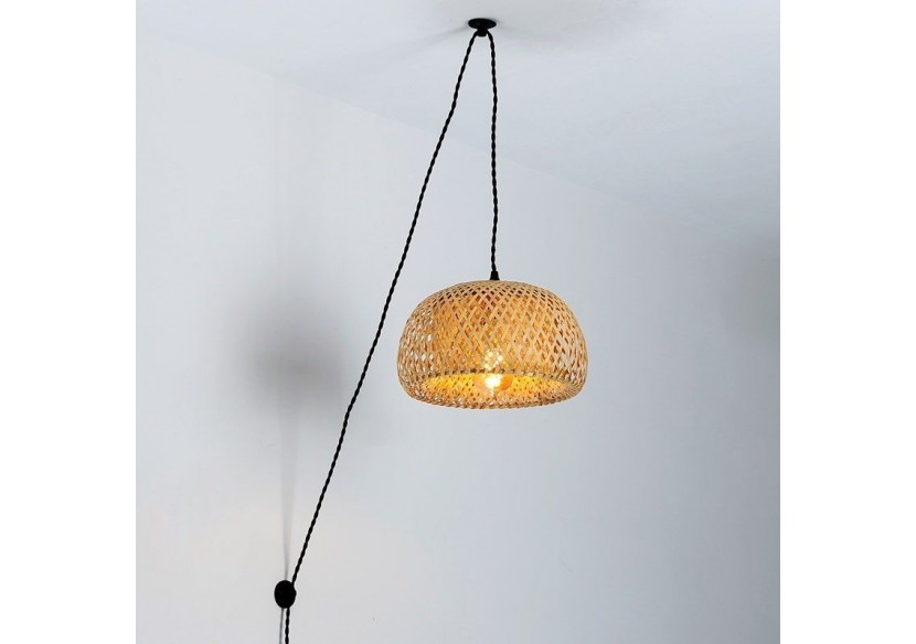 Suspension en osier avec câble et prise "Yonna" - LM143-C - Barcelona LED