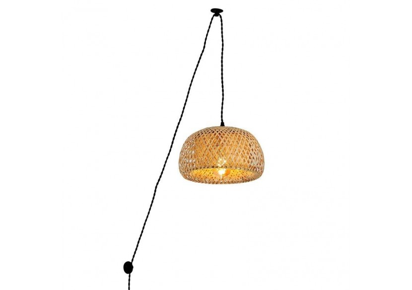 Suspension en osier avec câble et prise "Yonna" - LM143-C - Barcelona LED