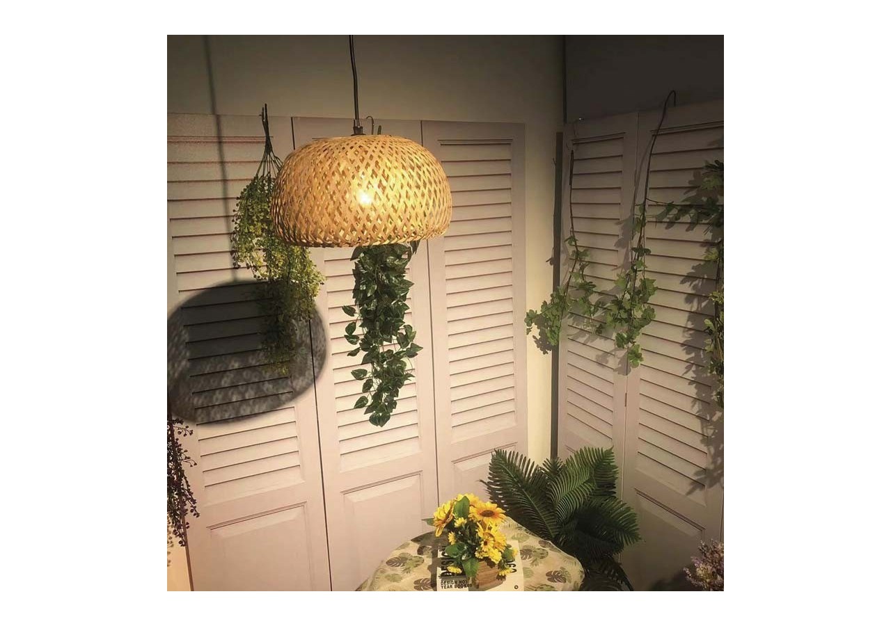 Suspension en osier avec câble et prise "Yonna" - LM143-C - Barcelona LED