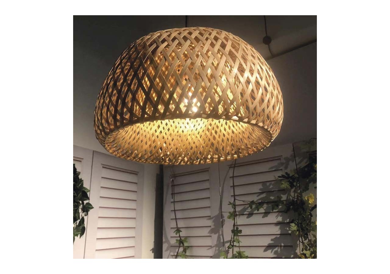 Suspension en osier avec câble et prise "Yonna" - LM143-C - Barcelona LED