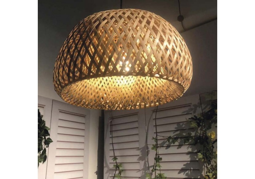 Suspension en osier avec câble et prise "Yonna" - LM143-C - Barcelona LED