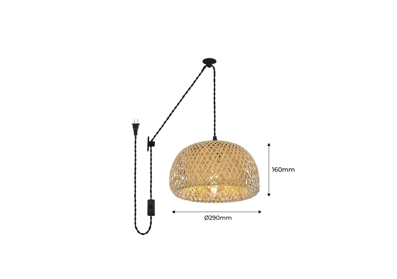 Suspension en osier avec câble et prise "Yonna" - LM143-C - Barcelona LED