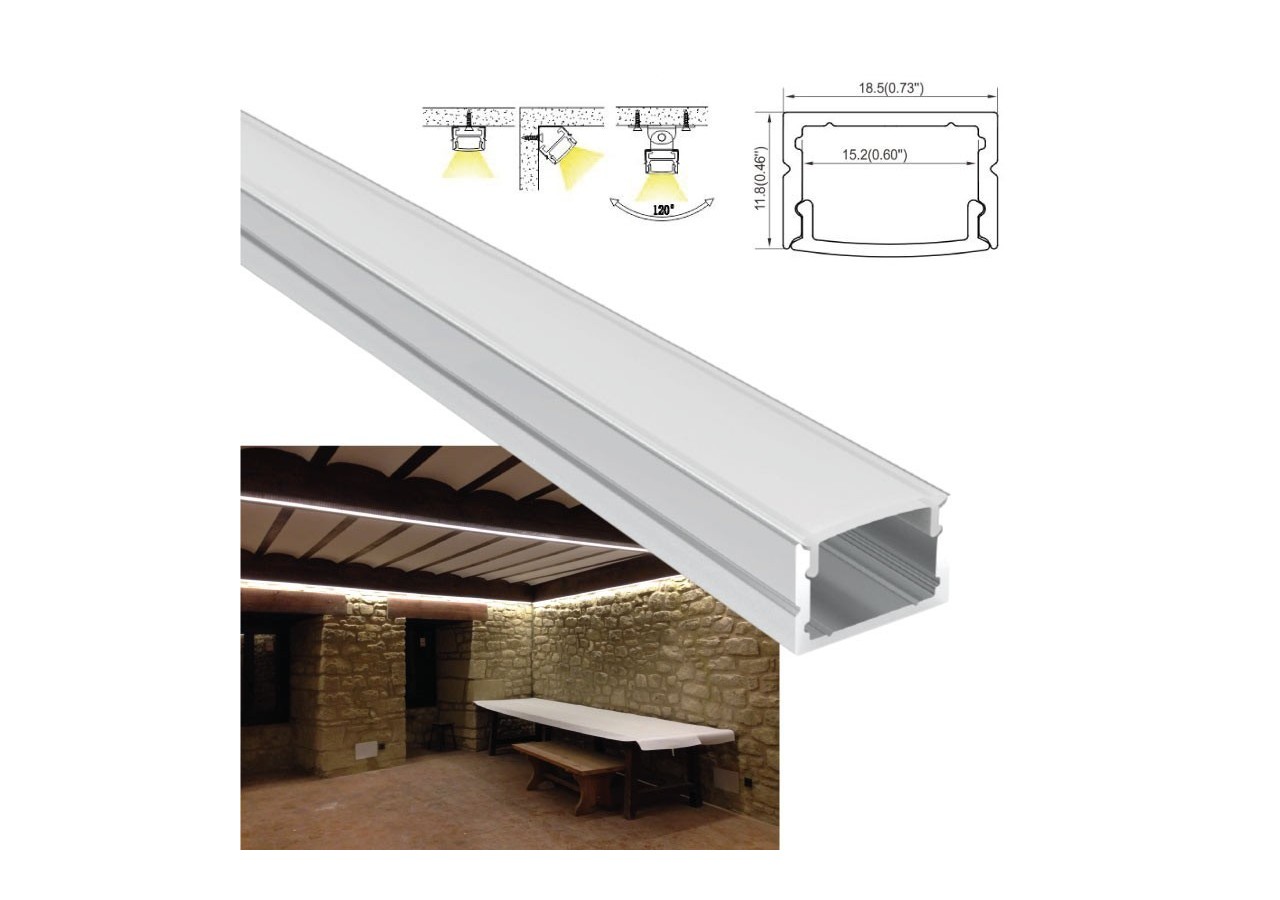 Profilé en aluminium en saillie pour ruban LED 18x12mm - BPERFALP150 - Barcelona LED