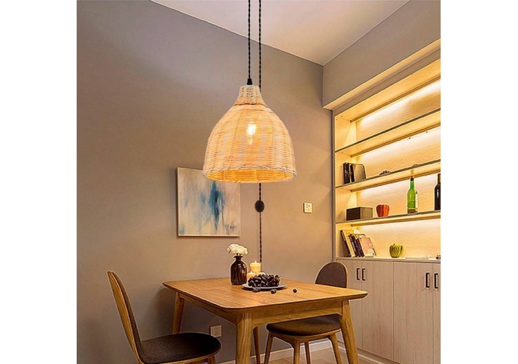 Lampe suspendue murale en osier avec poulie "SASKI" - LM153-C - Barcelona LED 2