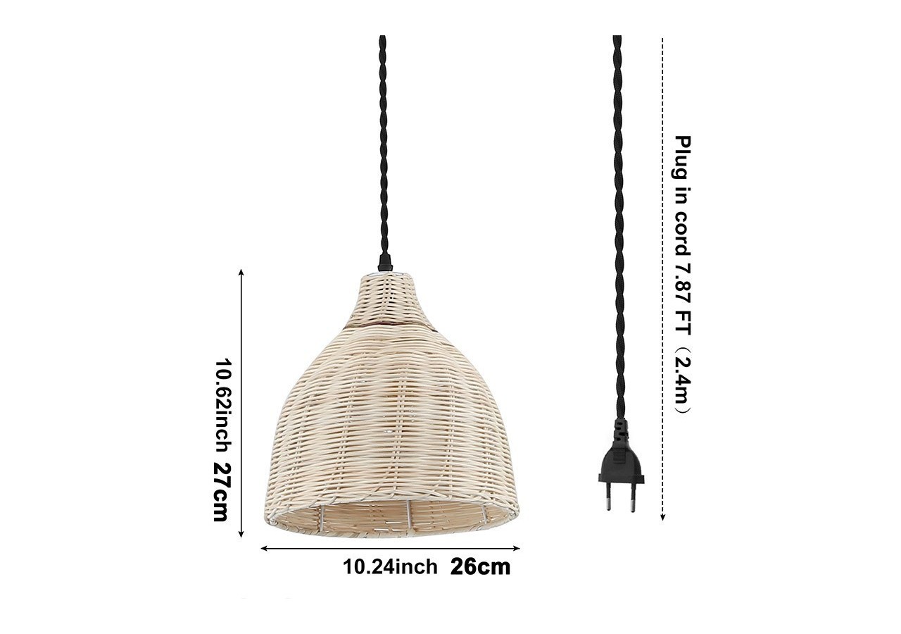 Lampe suspendue murale en osier avec poulie "SASKI" - LM153-C - Barcelona LED