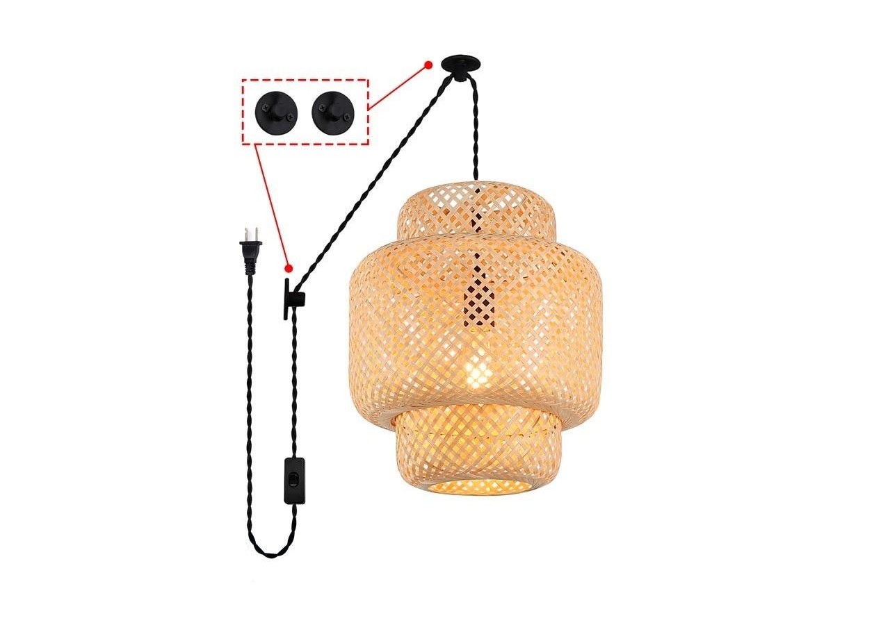 Suspension en osier avec câble et prise "Onna" - LM141-C - Barcelona LED