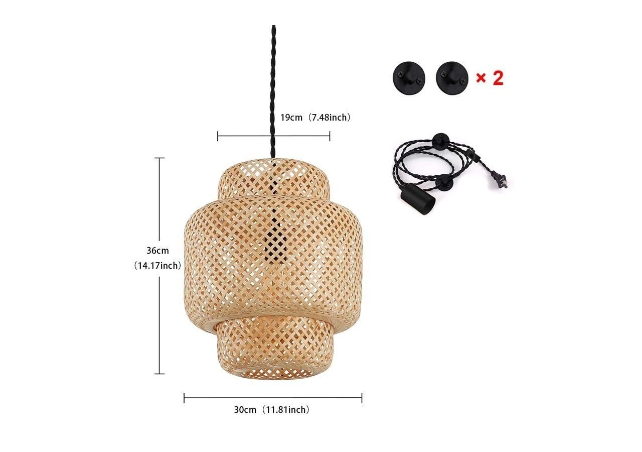 Suspension en osier avec câble et prise "Onna" - LM141-C - Barcelona LED