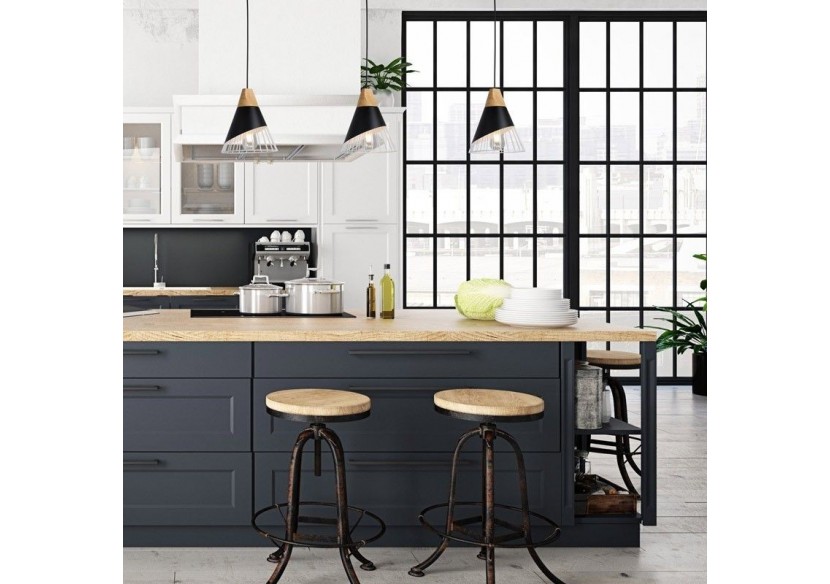 Suspension scandinave en métal et en bois "Ador" - LN1202-N - Barcelona LED