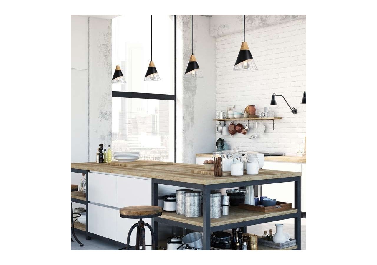 Suspension scandinave en métal et en bois "Ador" - LN1202-N - Barcelona LED