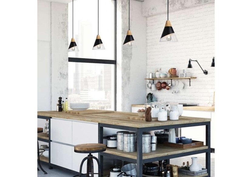 Suspension scandinave en métal et en bois "Ador" - LN1202-N - Barcelona LED