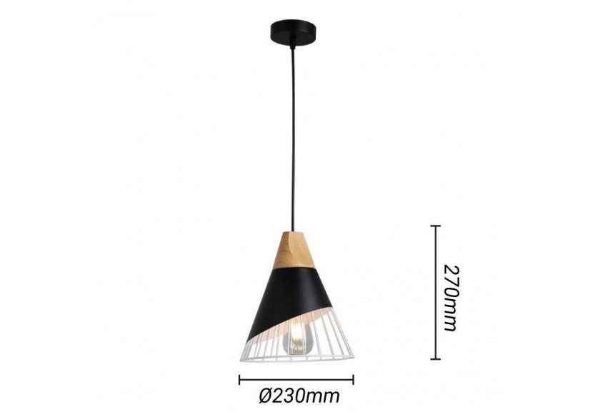 Suspension scandinave en métal et en bois "Ador" - LN1202-N - Barcelona LED