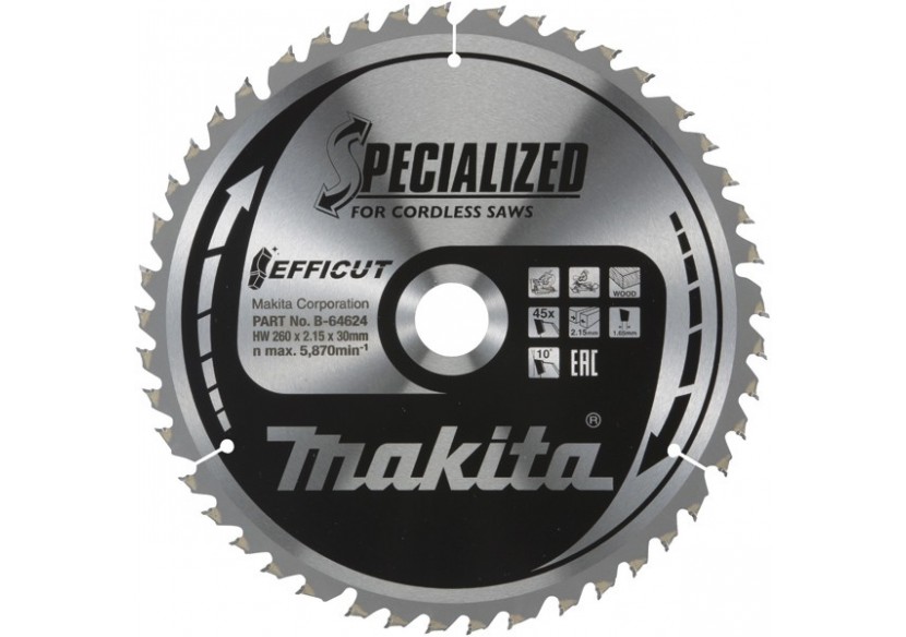 Lames carbures ''EFFICUT'' pour bois, pour scies radiales à batterie