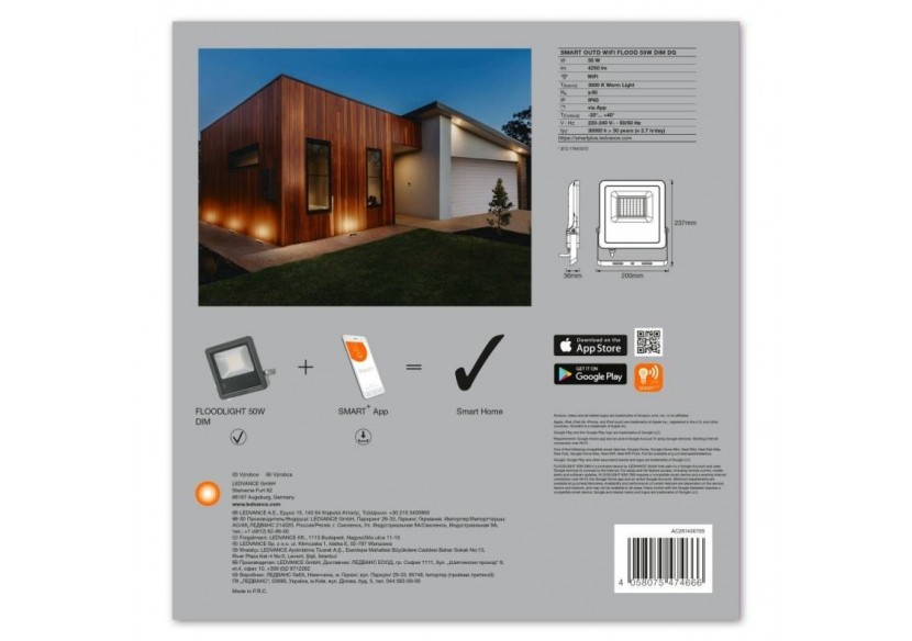 Projecteur extérieur 50W SMART WiFi FLOOD DIM - O474666 - Barcelona LED Projecteur extérieur 50W SMART WiFi FLOOD DIM - O474666 - Barcelona LED