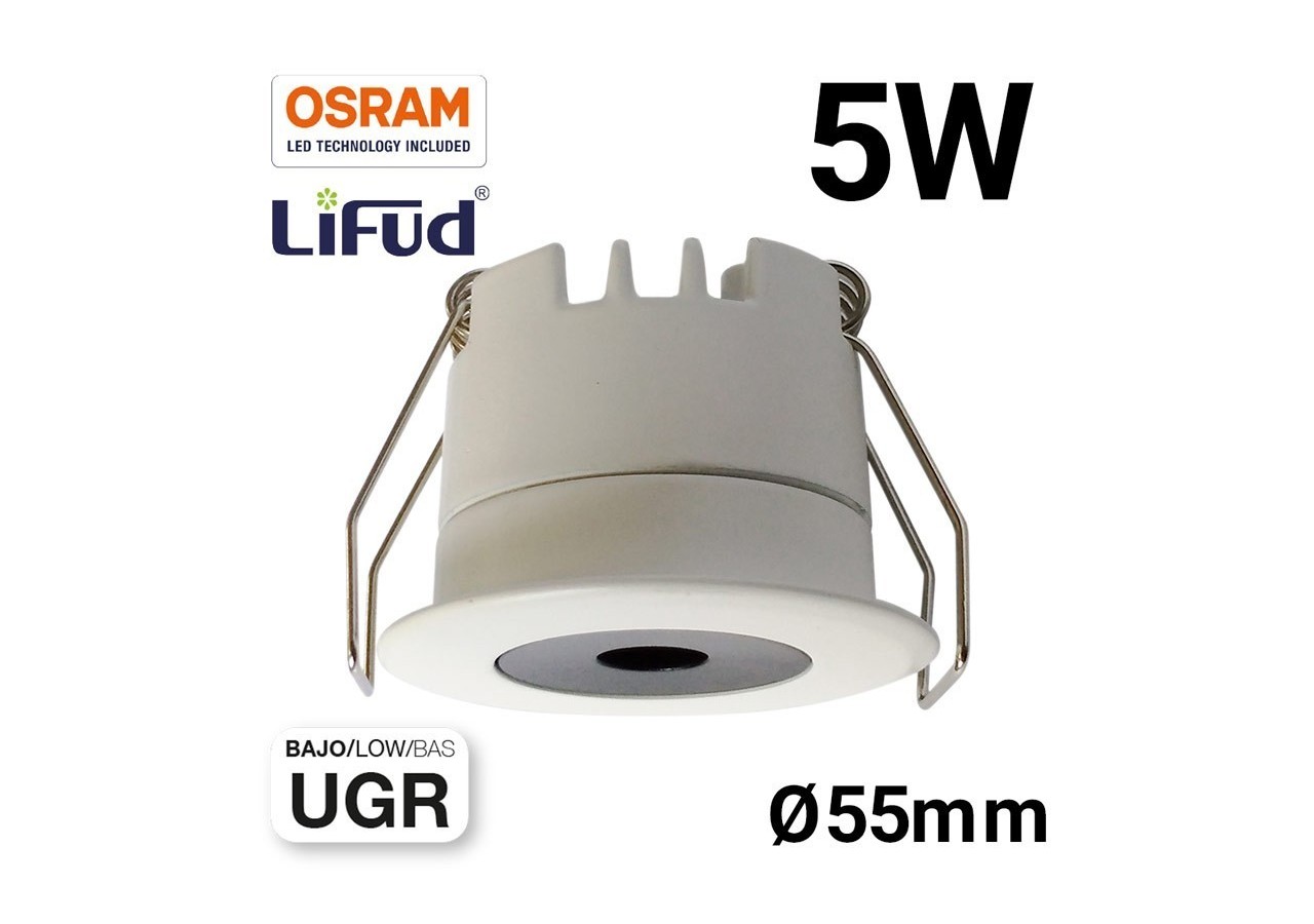 Mini spot LED encastrable 5W faible UGR 55x43,1mm - B1252-B-270 - Barcelona LED