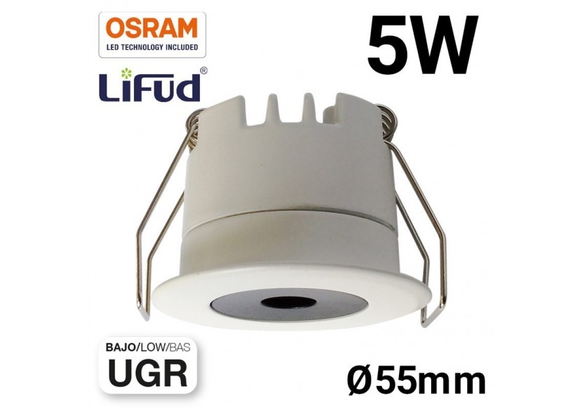 Mini spot LED encastrable 5W faible UGR 55x43,1mm - B1252-B-270 - Barcelona LED Mini spot LED encastrable 5W faible UGR 55x43,1mm - B1252-B-270 - Barcelona LED