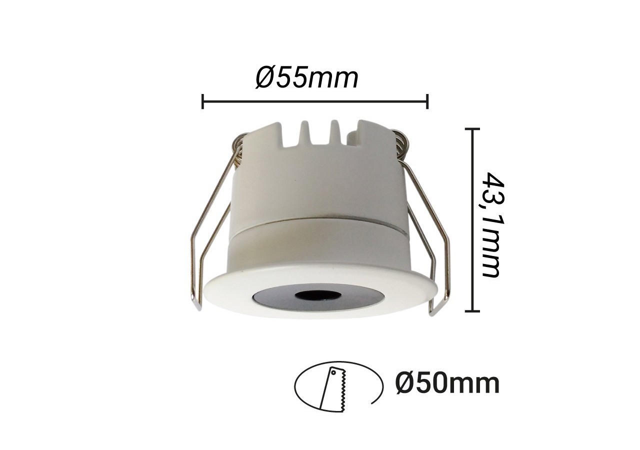 Mini spot LED encastrable 5W faible UGR 55x43,1mm - B1252-B-270 - Barcelona LED
