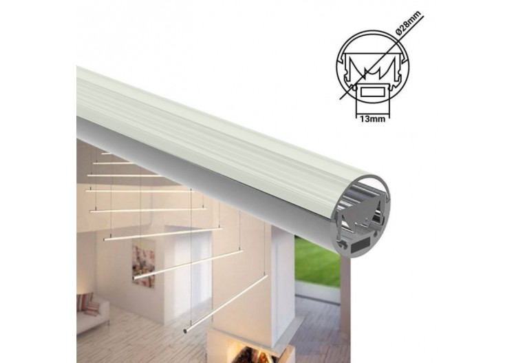 Profilé aluminium suspendu ou saillie diamètre 28mm (2m) - BPERFALP142 - Barcelona LED 2