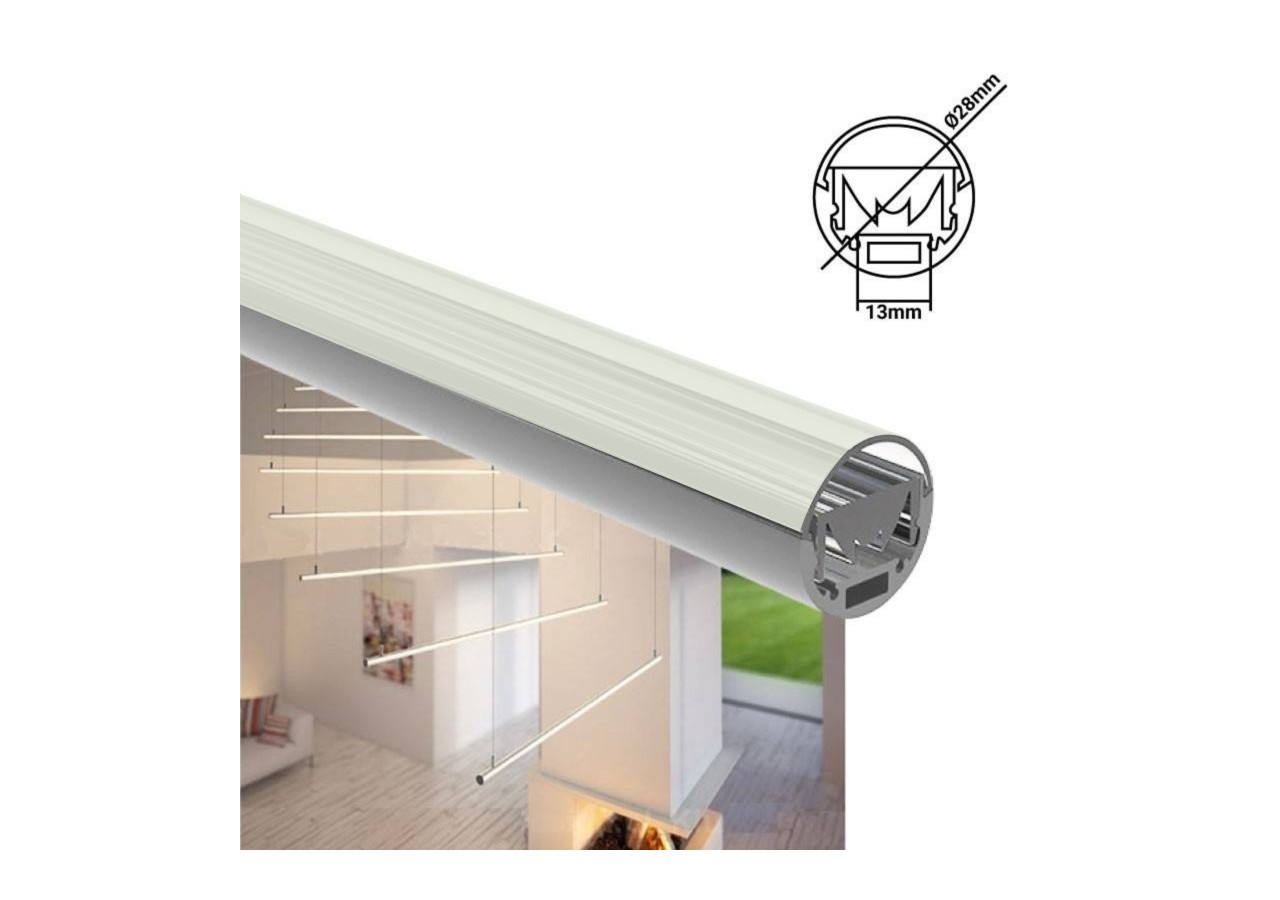 Profilé aluminium suspendu ou saillie diamètre 28mm (2m) - BPERFALP142 - Barcelona LED
