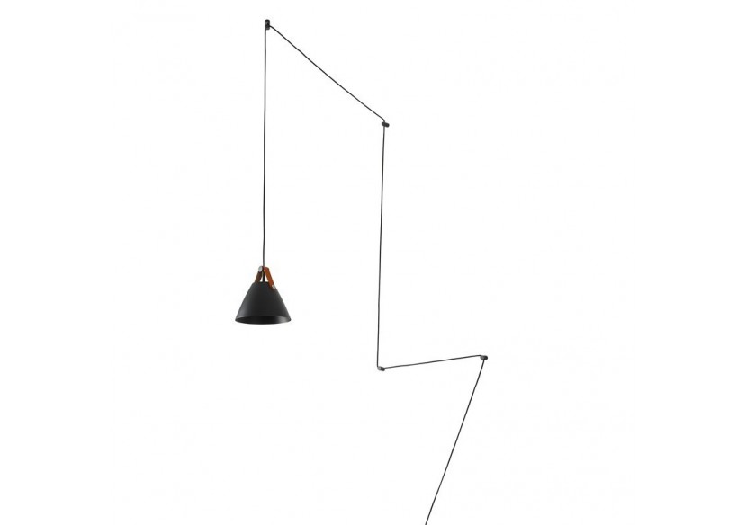 Suspension "Sam" avec prise et interrupteur et finition cuir - L3056-N - Barcelona LED Suspension "Sam" avec prise et interrupteur et finition cuir - L3056-N - Barcelona LED