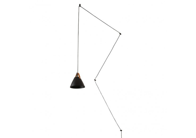 Suspension "Sam" avec prise et interrupteur et finition cuir - L3056-N - Barcelona LED Suspension "Sam" avec prise et interrupteur et finition cuir - L3056-N - Barcelona LED
