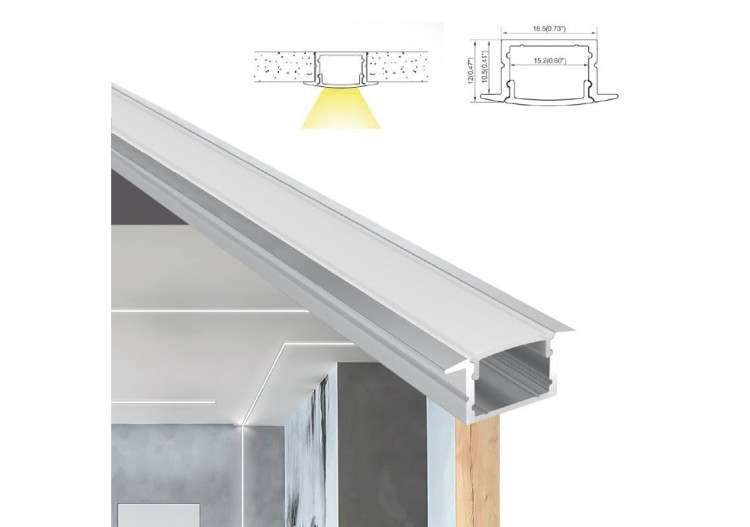 Profilé aluminium encastrable 18x12mm pour ruban LED 15mm - BPERFALP149 - Barcelona LED