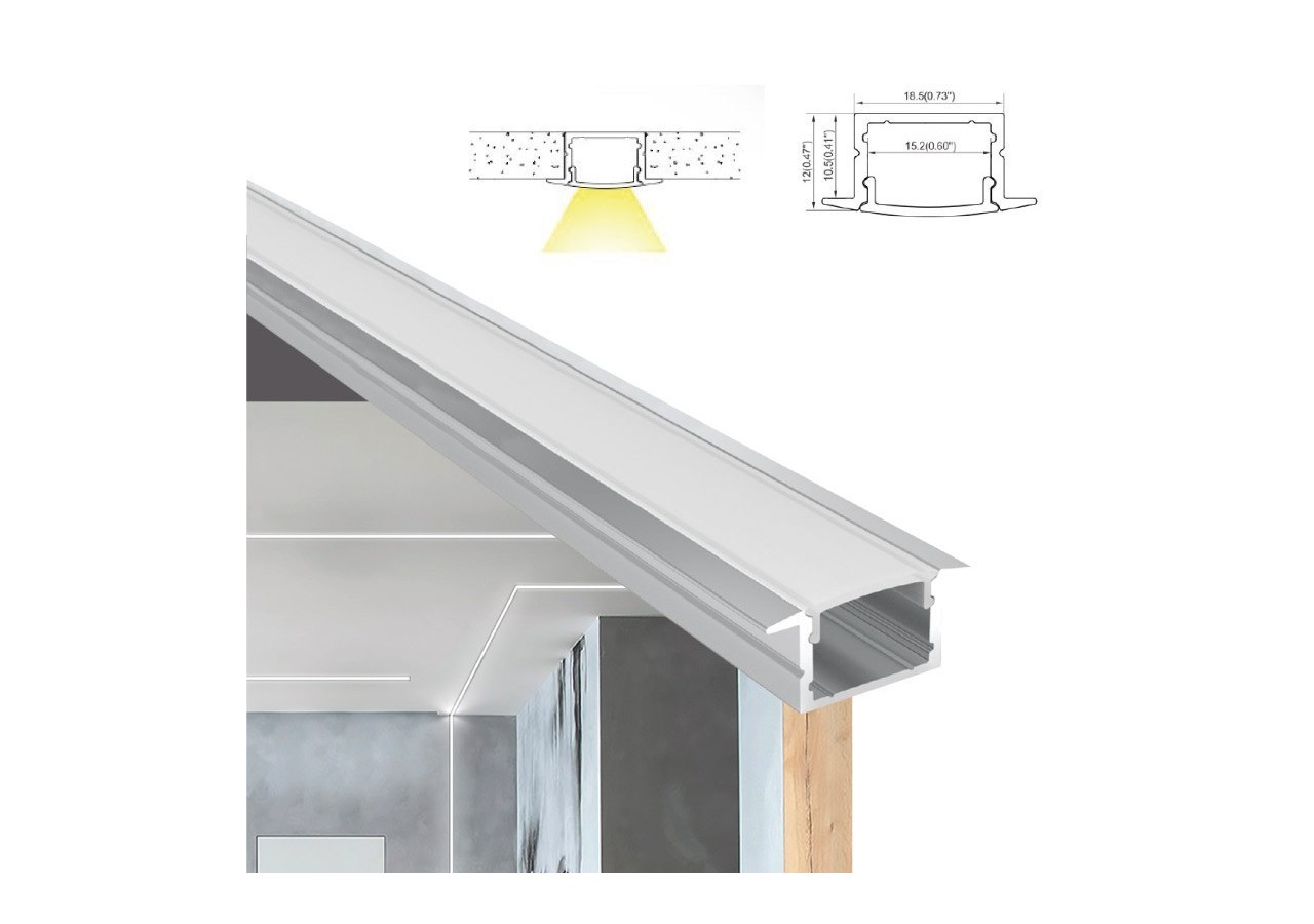 Profilé aluminium encastrable 18x12mm pour ruban LED 15mm - BPERFALP149 - Barcelona LED