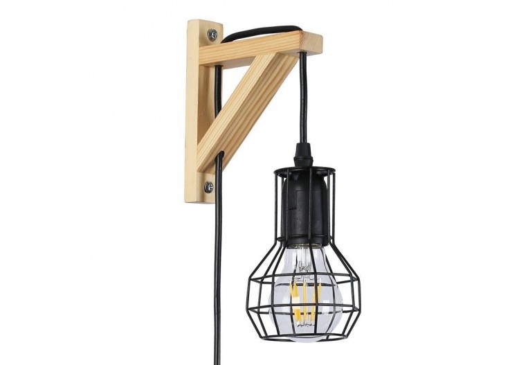 Applique murale en bois et cage "MICA" avec ampoule de 4W 2000K - LN124-N - Barcelona LED