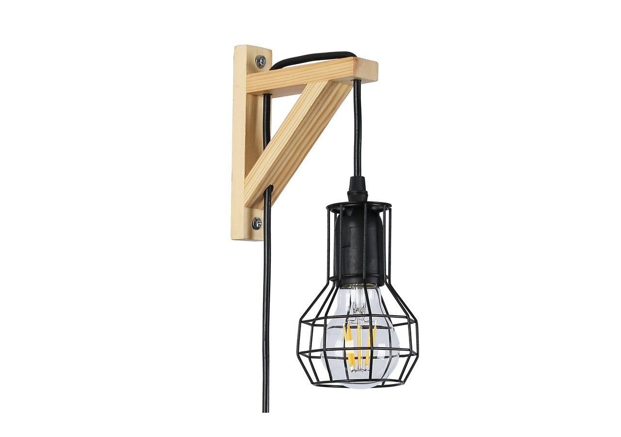 Applique murale en bois et cage "MICA" avec ampoule de 4W 2000K - LN124-N - Barcelona LED