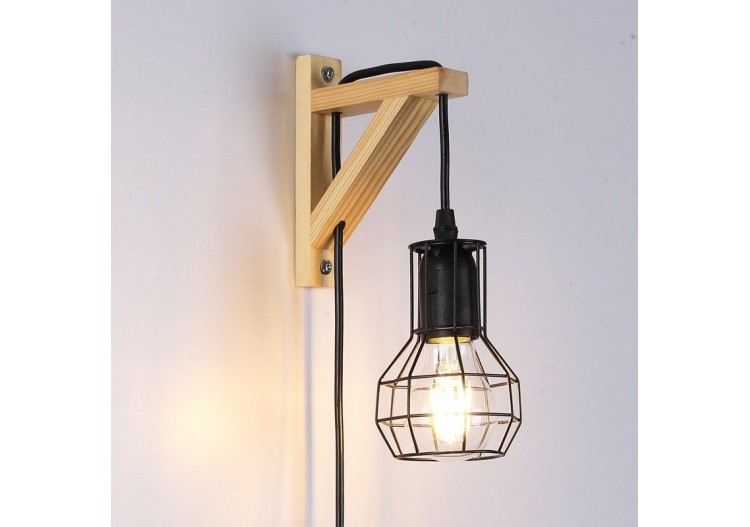 Applique murale en bois et cage "MICA" avec ampoule de 4W 2000K - LN124-N - Barcelona LED 2