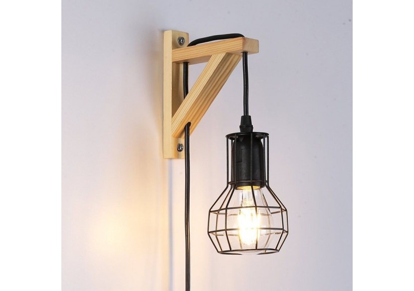Applique murale en bois et cage "MICA" avec ampoule de 4W 2000K - LN124-N - Barcelona LED Applique murale en bois et cage "MICA" avec ampoule de 4W 2000K - LN124-N - Barcelona LED